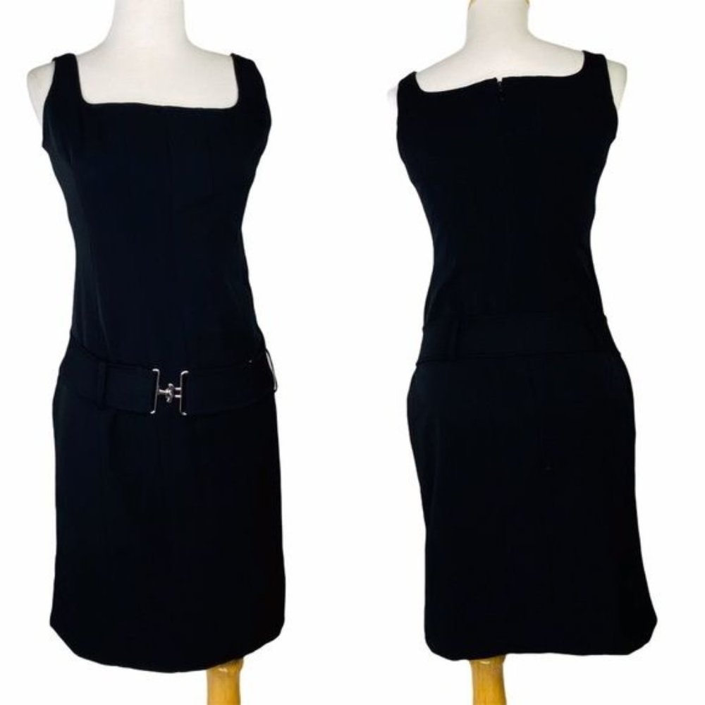 Ralph Lauren Sheath Drop Waist Belted  Dress Black Vintage 90s SZ 4 Plaid Label - Picture 9 of 9
